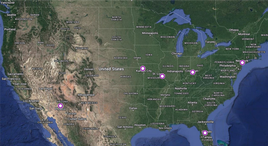 Gateway end user locations map